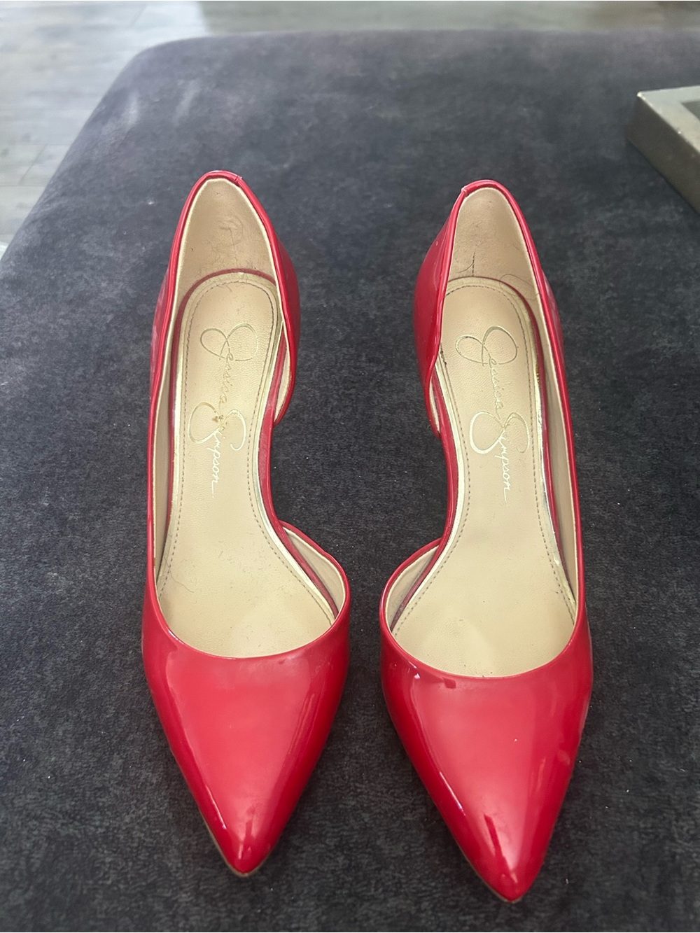 Jessica Simpson Red Patent Pointed D'Orsay Pumps